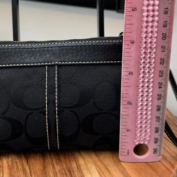 Coach Signature C Black Jacquard Wristlet Clutch — Detachable Strap, Zip-Top - Picture 9 of 9